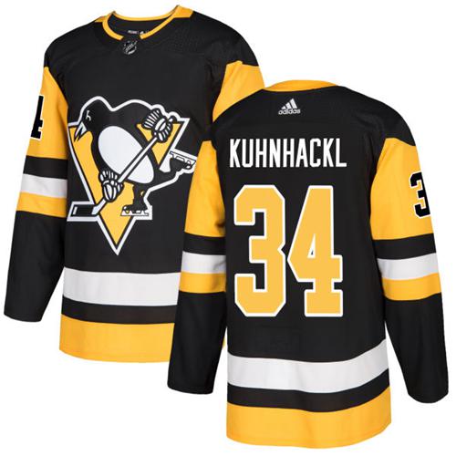 Adidas Penguins #34 Tom Kuhnhackl Black Home Authentic Stitched NHL Jersey